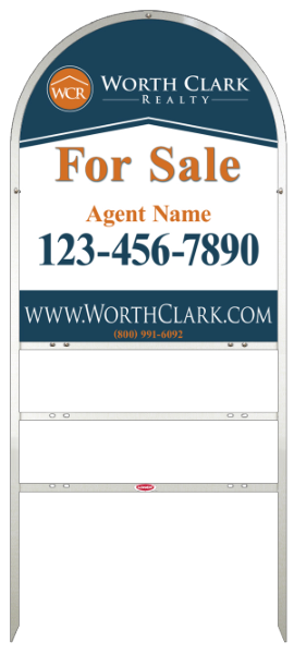 Arc Top Angle Iron Frame  W 2 Rider inserts and Agent Sign Panel Unit, 30h x 24w, Steel