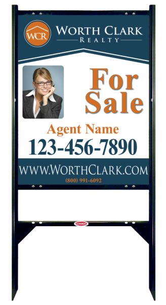 Angle Iron Frame w 1 Rider Inserts and Reflective Photo Sign Panel Unit, 30h x 24w, Steel